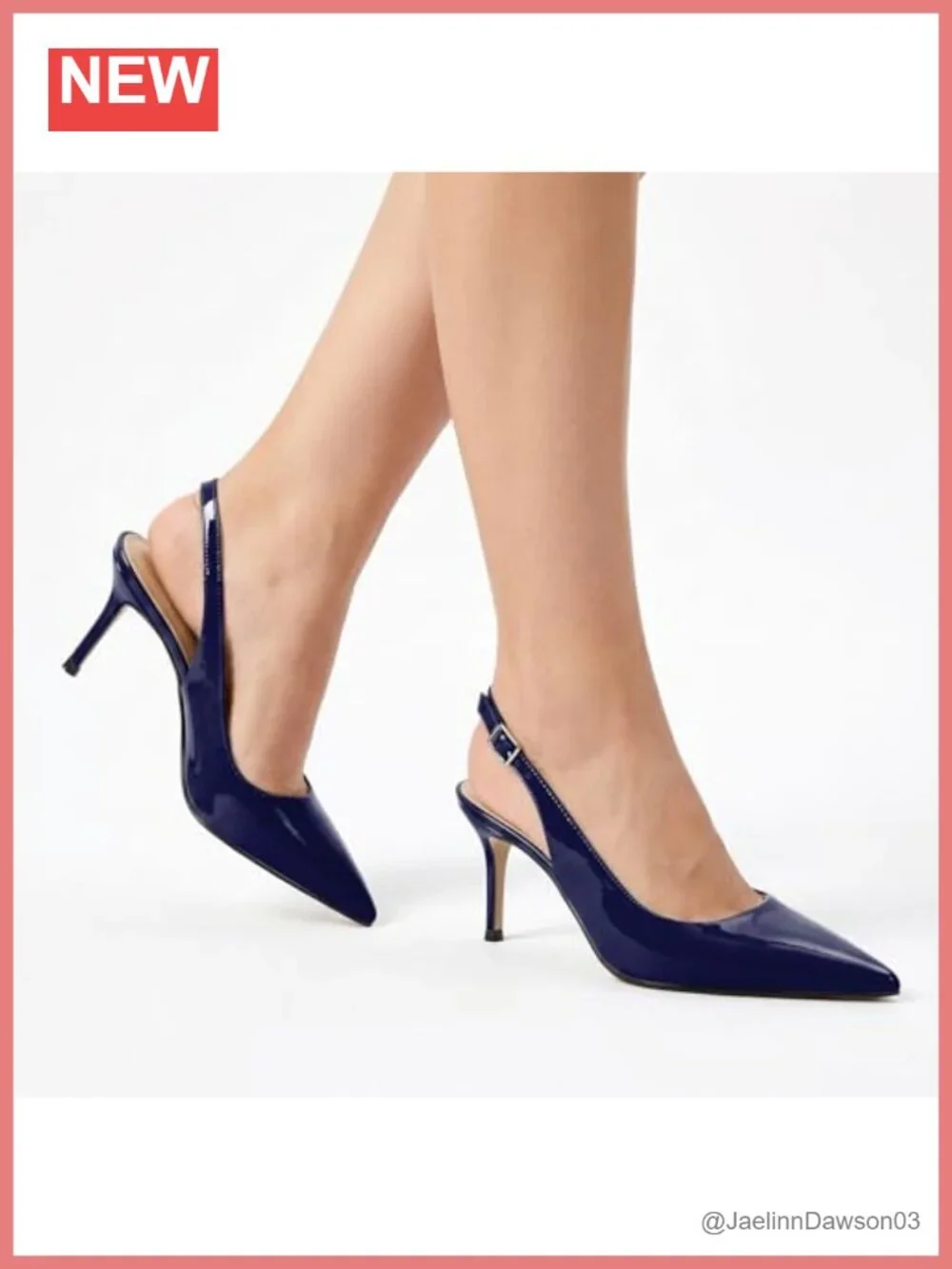 Women's Pointed Toe Slingback Heels Patent Leather Low Heel Pumps 2.4 Inch